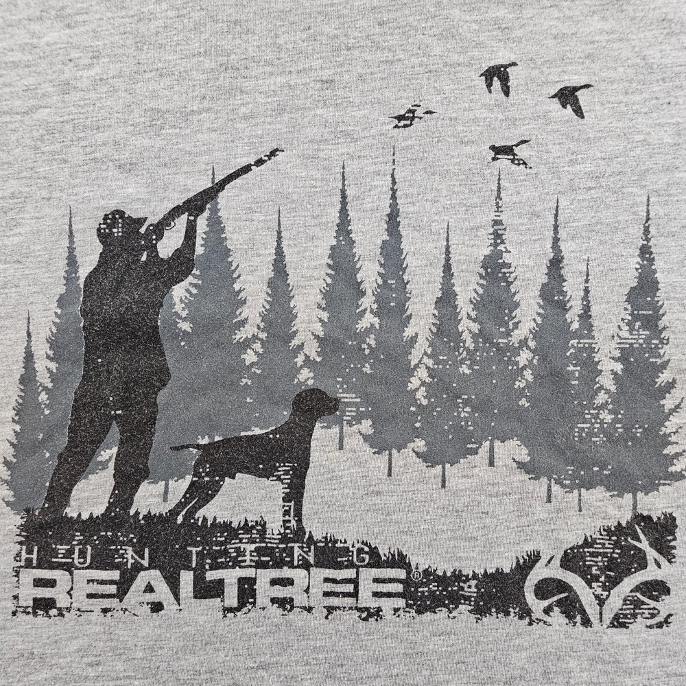Hunting Realtree Duck Hunting Gray Short Sleeve Cotton Blend T-Shirt Men's M‎